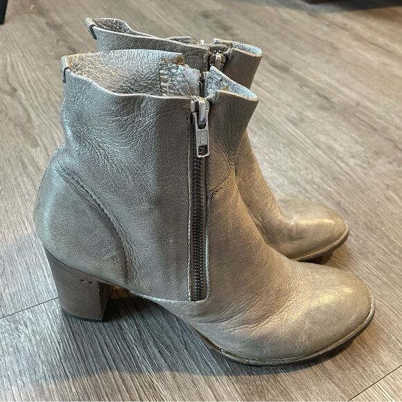 SILVANO SASSETTI Gray Leather Zipper Ankle Boots - Picture 1 of 13